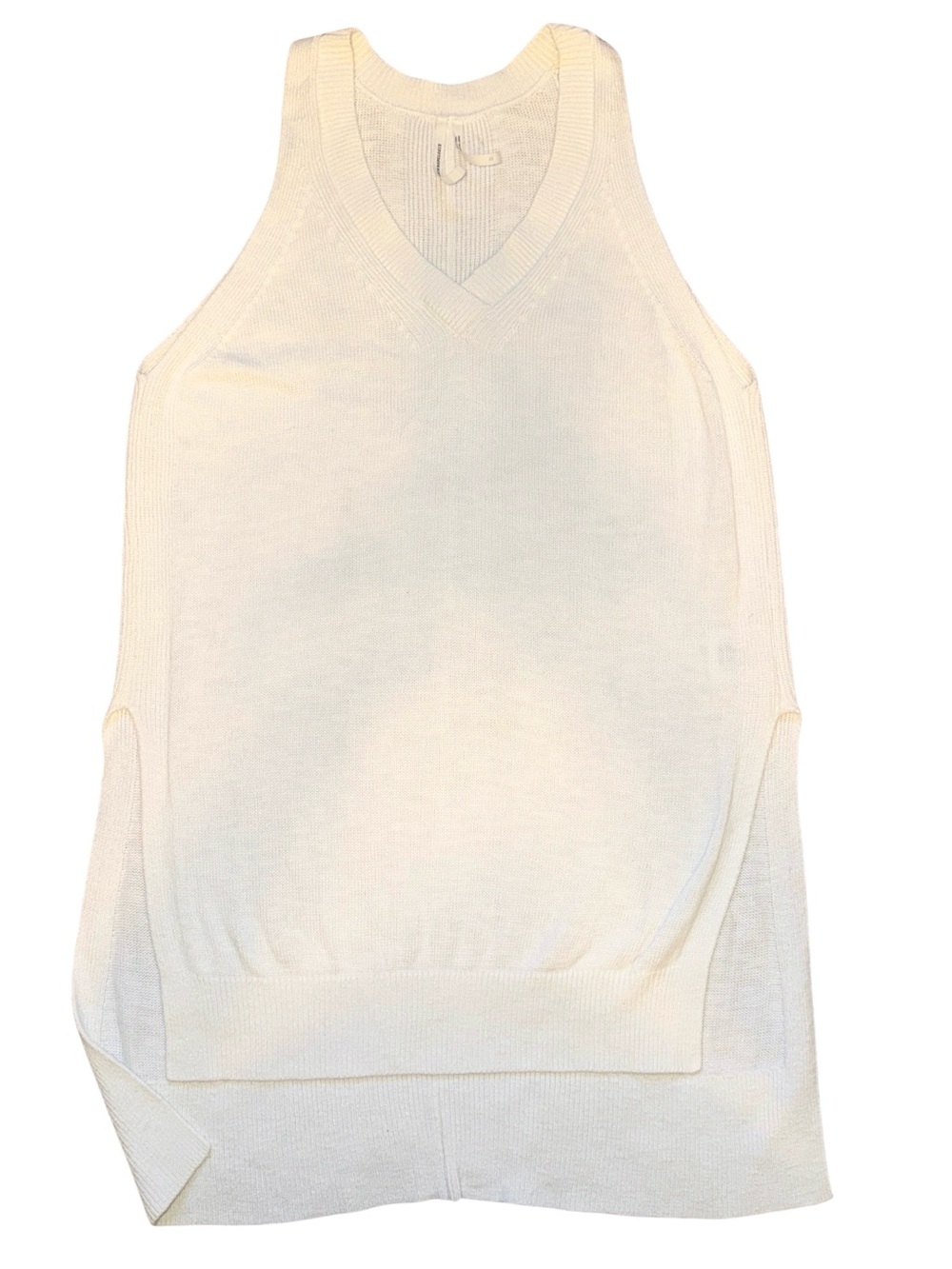 Anthropologie Sleeveless V-Neck Tunic Sweater Tank White XS